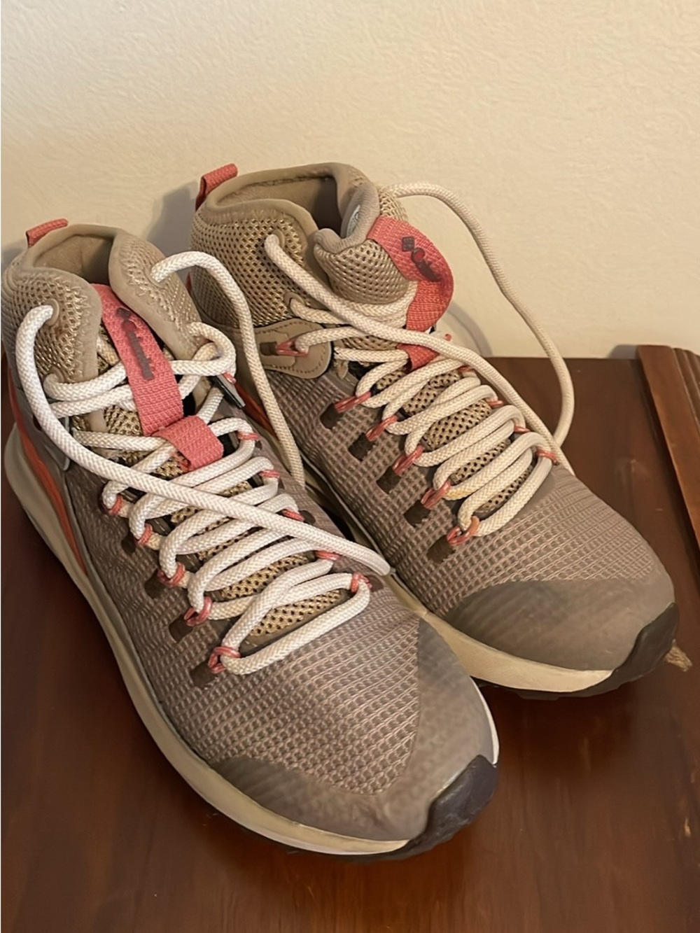 Columbia Beige and Coral Athletic Hiking Shoes